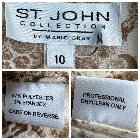 St. John Collection Blouse Sz 10 Ruffled Collar 3/4 Sleeve Marie Gray Embellish - Picture 16 of 16